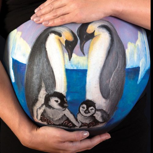 Belly painting Penguin family