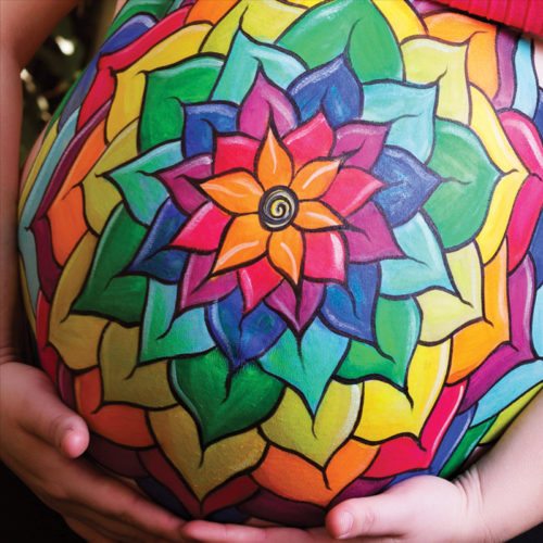 Belly painting Rainbow mandala